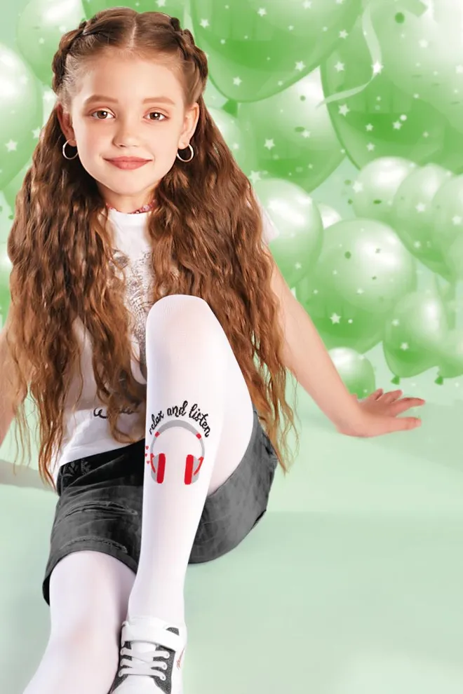 Дитячі колготки з малюнком Kerry 80 den model 4 Giulia (bianco), білий