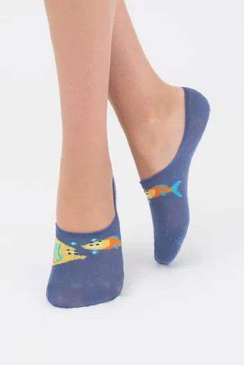 Шкарпетки слідки дитячі з рибами Kf1 marine 008 Giulia (jeans)