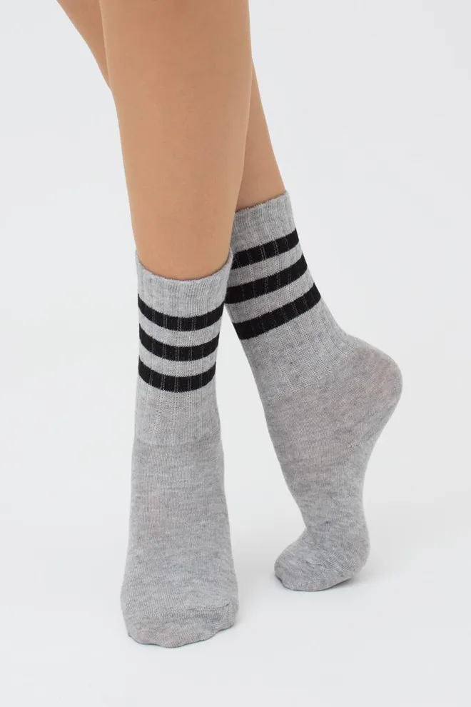 Детские гольфы с полосками Kg 001 Melange Gambaletto Giulia (grey melange)