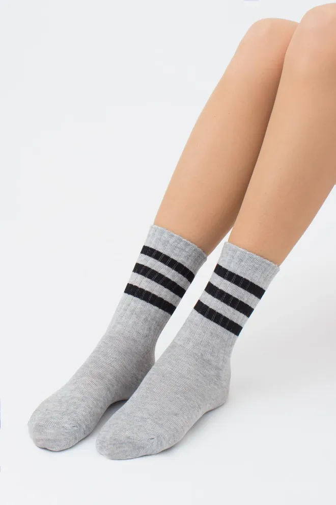 Детские гольфы с полосками Kg 001 Melange Gambaletto Giulia (grey melange)