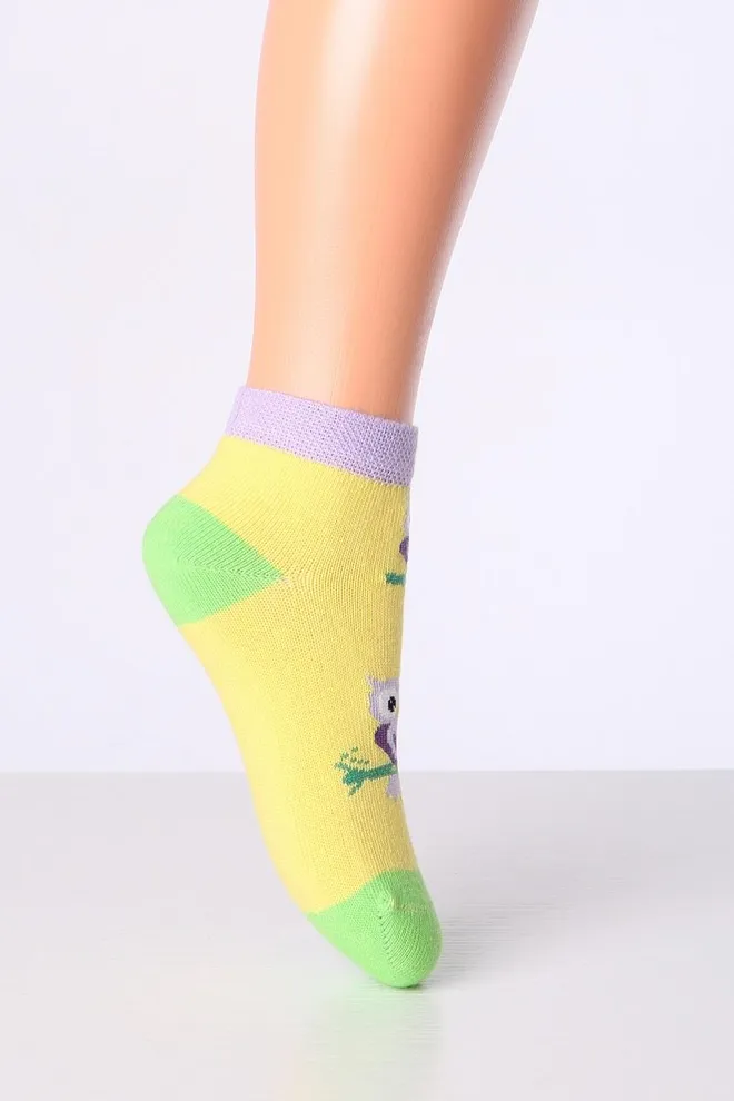 Носки детские с совами Kss Komplekt 002 Giulia 2 пары (yellow/lilac)