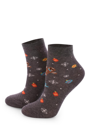 KS2M-NEW YEAR-005 Дитячі тематичні шкарпетки ТМ GIULIA  (dark grey melange)