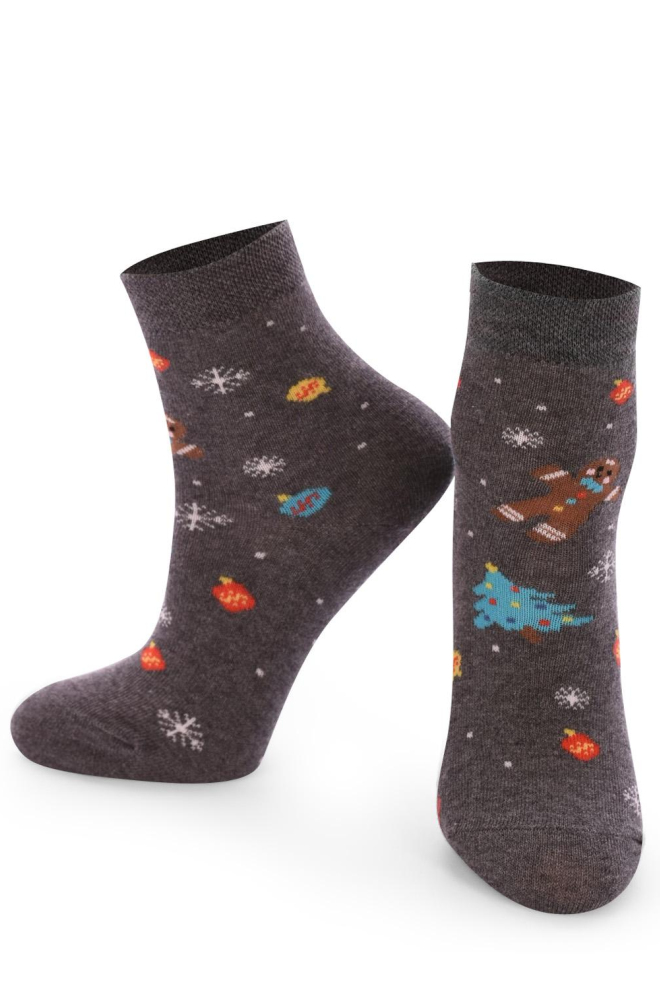 KS2M-NEW YEAR-005 Дитячі тематичні шкарпетки ТМ GIULIA  (dark grey melange)