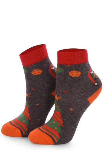 KS2M-NEW YEAR-007 Дитячі тематичні шкарпетки ТМ GIULIA  (dark grey melange)