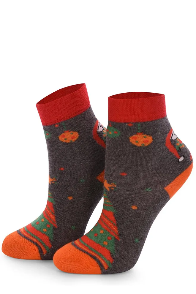 KS2M-NEW YEAR-007 Детские тематические носки ТМ GIULIA  (dark grey melange)