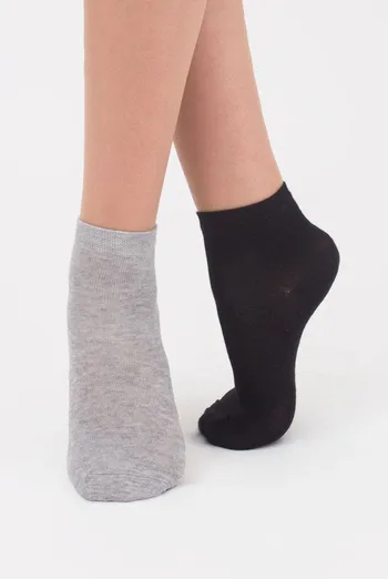 Шкарпетки дитячі короткі Ks2 classic Giulia 2 пари (light grey melange/black) Шкарпетки дитячі короткі Ks2 classic Giulia 2 пари (light grey melange/black)