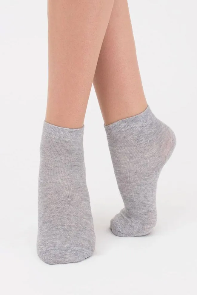 Шкарпетки дитячі короткі Ks2 classic Giulia 2 пари (light grey melange/black)