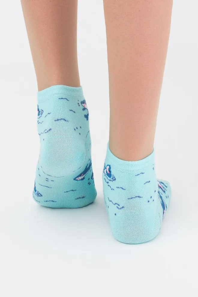 Носки детские укороченные с акулами Ks2 Marine 001 Giulia (light mint)