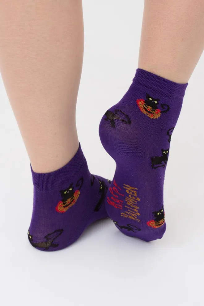 Носки детские классические с рисунком Ks3 Halloween (F) 2302 Giulia (violet indigo), фиолетовый