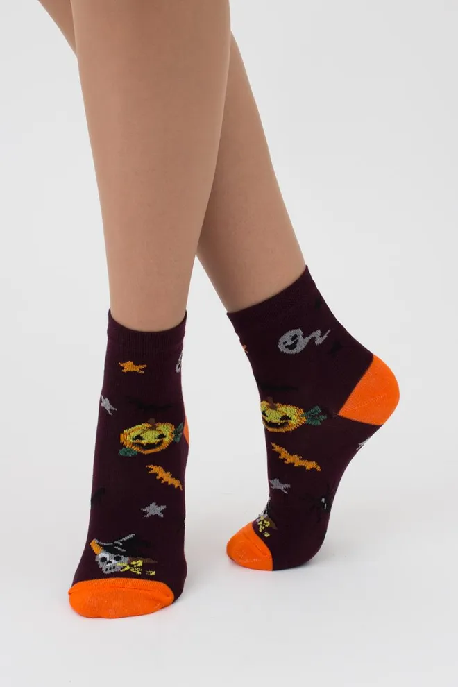 Носки детские классические с рисунком Ks2 Halloween 004 (vintage grape)