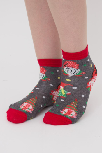 Носки детские классические с рисунком Ks3 New Year (F) 2402 Giulia (dark grey melange)