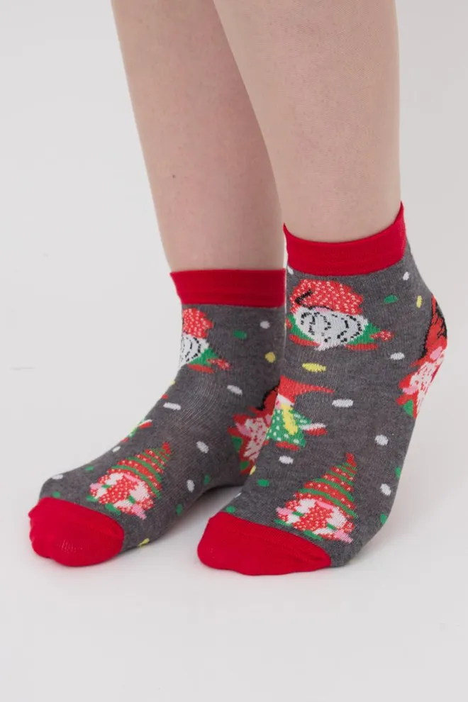 Шкарпетки дитячі класичні з малюнком Ks3 New Year (F) 2402 Giulia (dark grey melange)