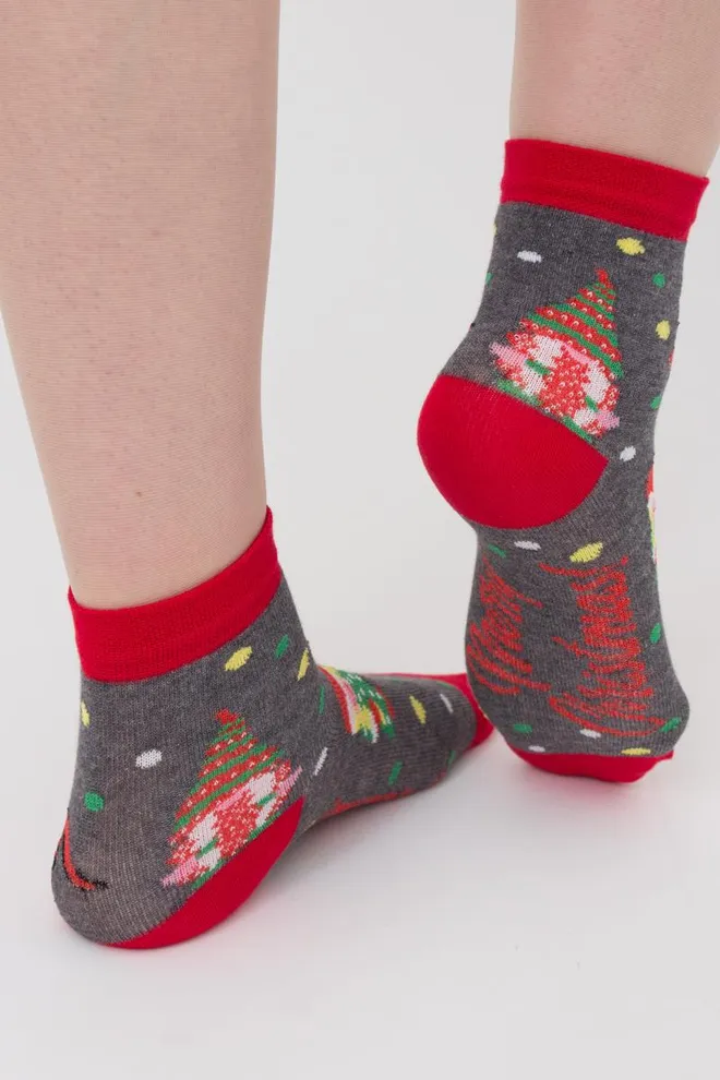 Шкарпетки дитячі класичні з малюнком Ks3 New Year (F) 2402 Giulia (dark grey melange)