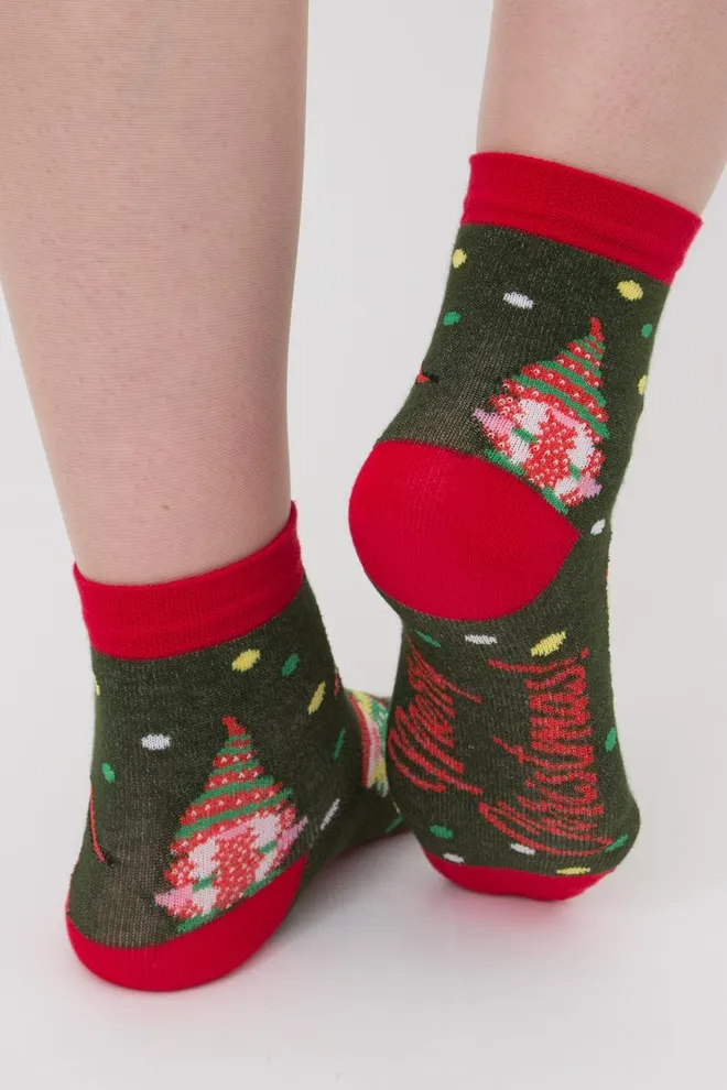 Шкарпетки дитячі класичні з малюнком Ks3 New Year (F) 2402 Giulia (khaki)