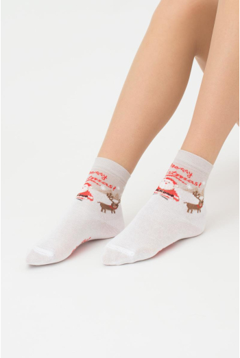 Шкарпетки дитячі класичні з малюнком Ks3 New Year 2305 Giulia (white) Шкарпетки дитячі класичні з малюнком Ks3 New Year 2305 Giulia (white)
