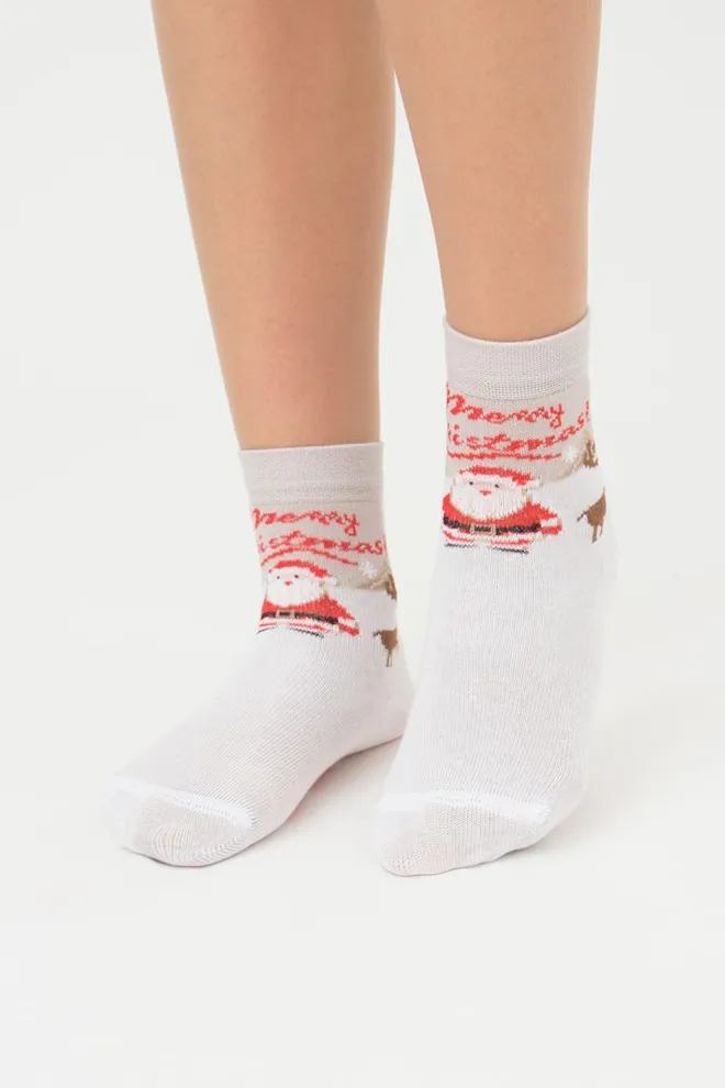 Шкарпетки дитячі класичні з малюнком Ks3 New Year 2305 Giulia (white)