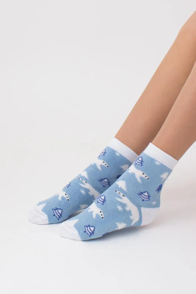 Носки детские короткие с махрой Ks3 terry 012 Giulia (baby blue)