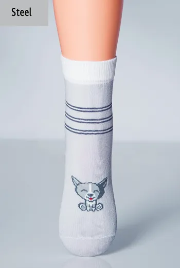 KSL-002 Дитячі шкарпетки з малюнком собачки TM GIULIA (steel) KSL-002 Дитячі шкарпетки з малюнком собачки TM GIULIA (steel)