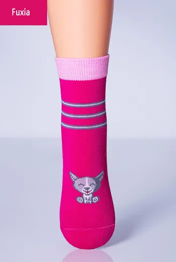 KSL-002 Дитячі шкарпетки з малюнком собачки TM GIULIA  (fuxia)