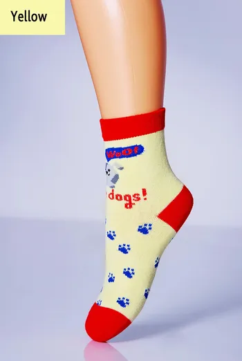 KSL-006 Дитячі шкарпетки з малюнком собачки TM GIULIA  (yellow)