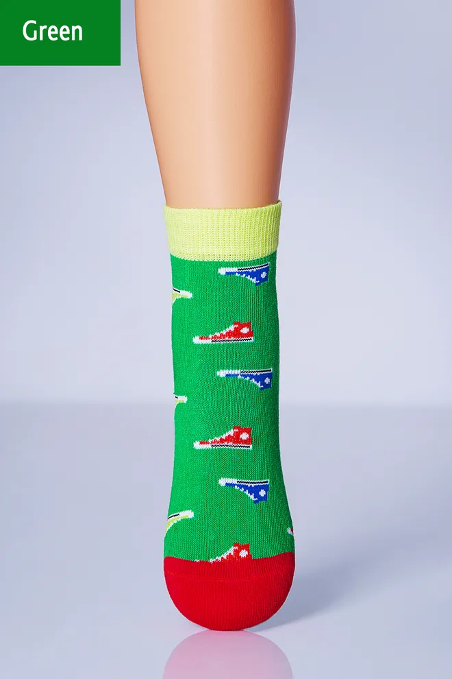 Носки детские классические с рисунком кед Ksl 008 Calzino Giulia (green)