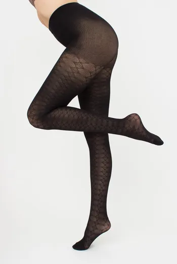 Теплые хлопковые колготки с узором Lacery 60 den model 1 Giulia (black)