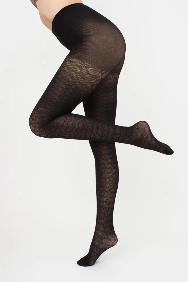 Теплі бавовняні колготки з візерунком Lacery 60 den model 1 Giulia (black)