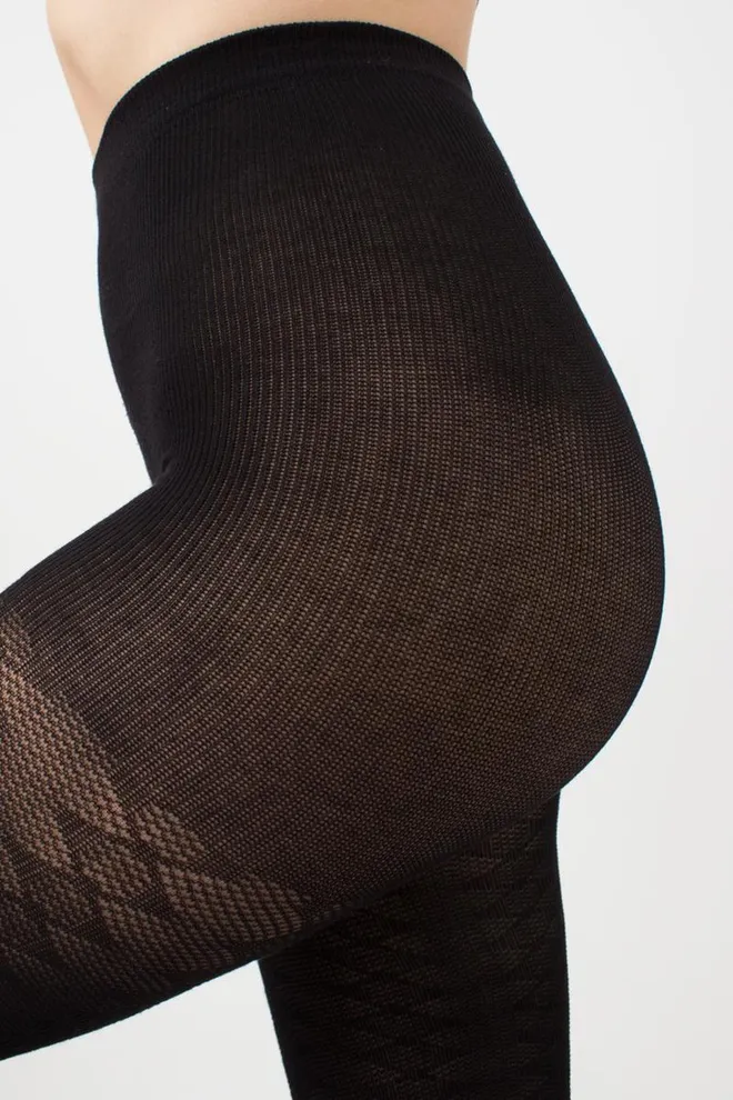 Теплі бавовняні колготки з візерунком Lacery 60 den model 1 Giulia (black)