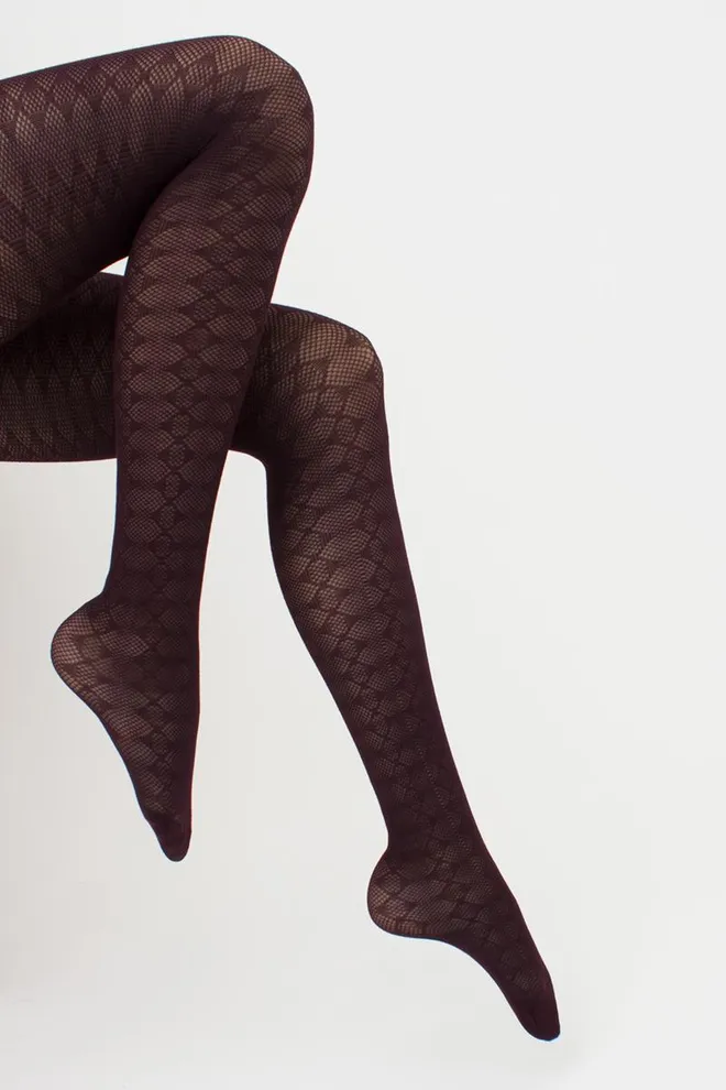 Теплі бавовняні колготки з візерунком Lacery 60 den model 1 Giulia (vintage grape)