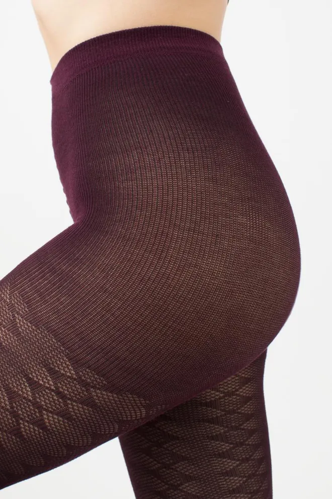 Теплі бавовняні колготки з візерунком Lacery 60 den model 1 Giulia (vintage grape)