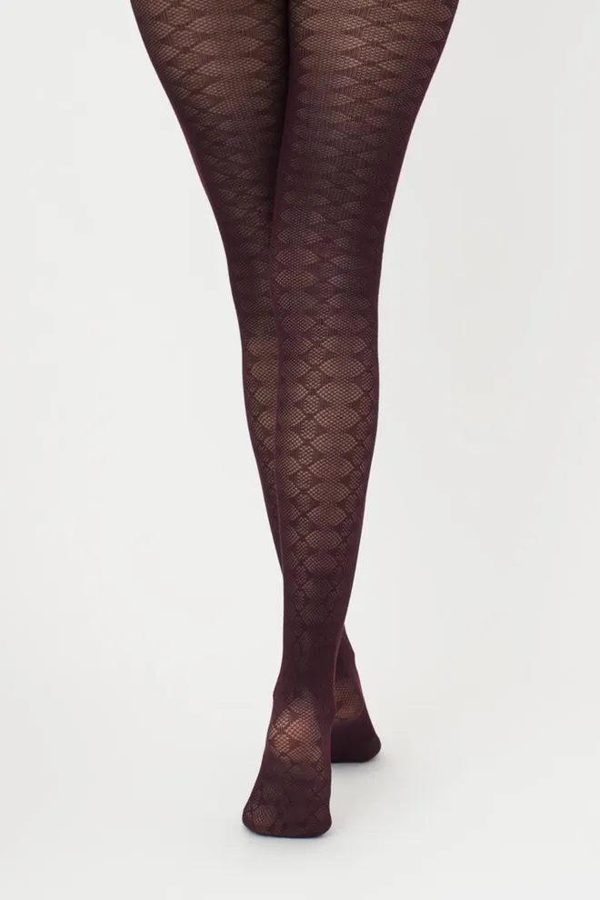 Теплі бавовняні колготки з візерунком Lacery 60 den model 1 Giulia (vintage grape)