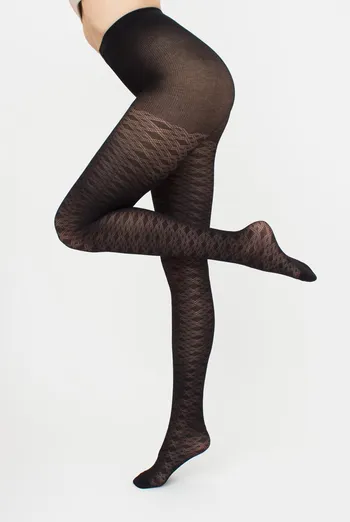 Теплые хлопковые колготки с узором Lacery 60 den model 3 Giulia (black), черный