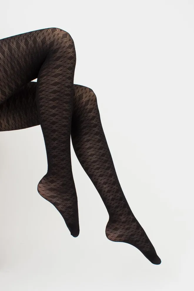 Теплі бавовняні колготки з візерунком Lacery 60 den model 3 Giulia (black), чорний