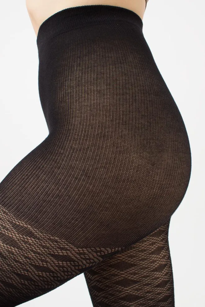 Теплі бавовняні колготки з візерунком Lacery 60 den model 3 Giulia (black), чорний