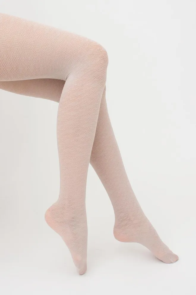 Теплі бавовняні колготки з візерунком Lacery 60 den model 3 Giulia (moonlight), бежевий