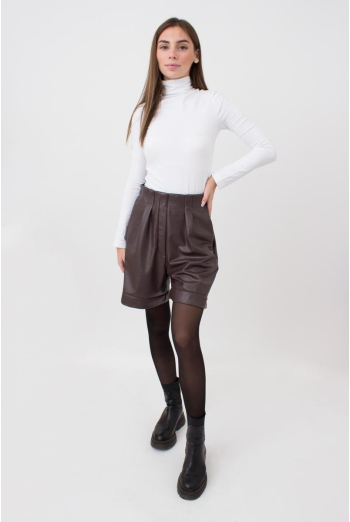 Шорти бермуди з екошкіри Leather legs 4206/090 Giulia (coffe)
