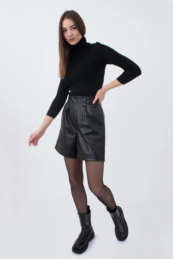 Шорти бермуди з екошкіри Leather legs 4206/090 Giulia (black)