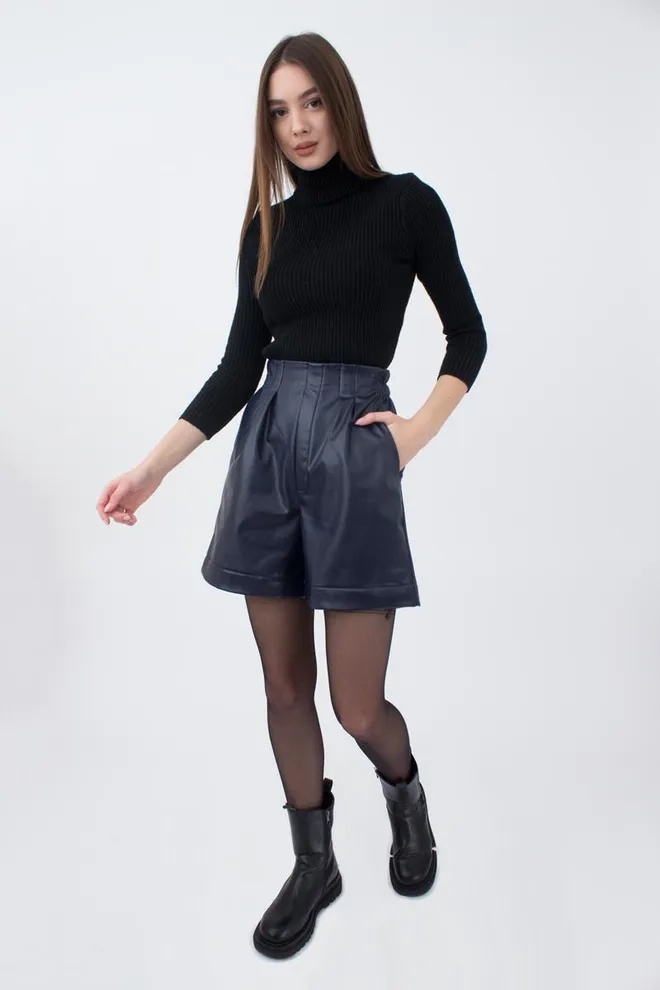 Шорти бермуди з екошкіри LEATHER LEGS 4206/090 Giulia (navy), синій