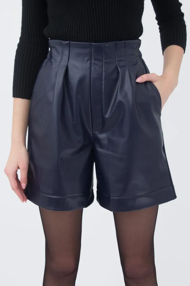 Шорти бермуди з екошкіри LEATHER LEGS 4206/090 Giulia (navy), синій