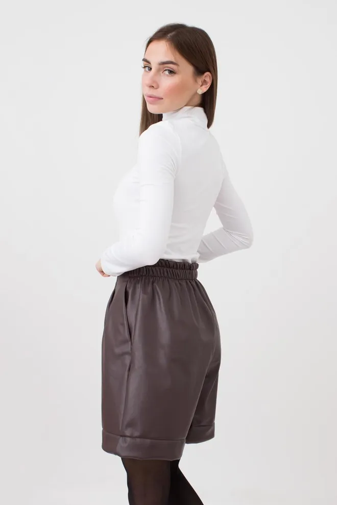 Шорти бермуди з екошкіри Leather legs 4206/090 Giulia (coffe)