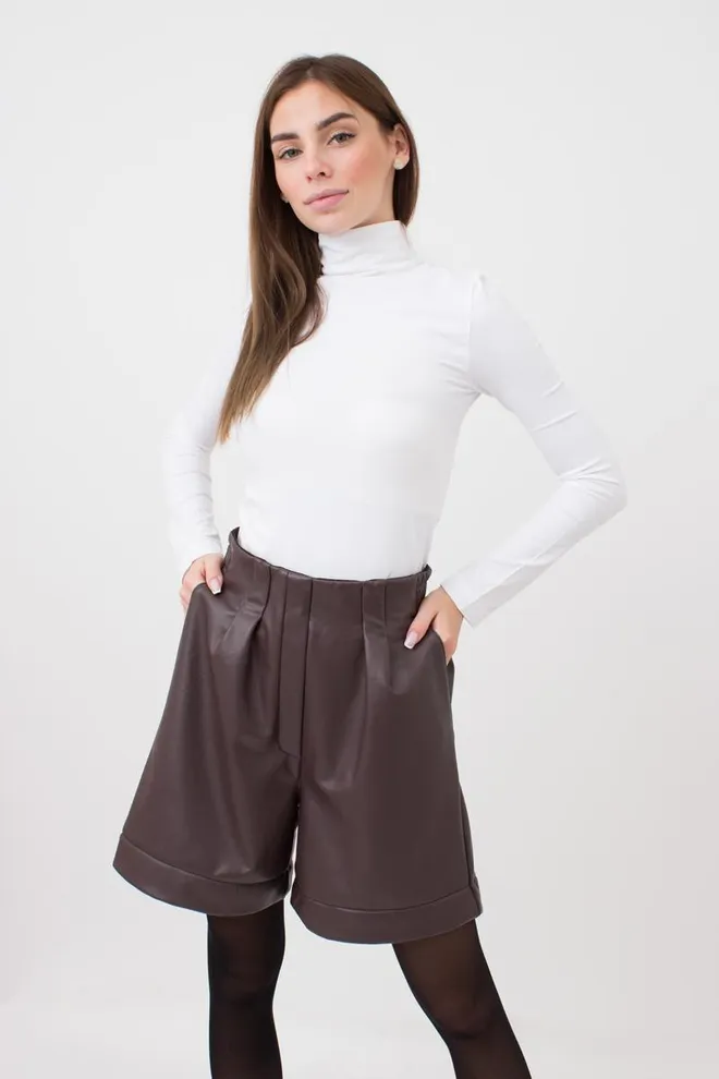 Шорти бермуди з екошкіри Leather legs 4206/090 Giulia (coffe)