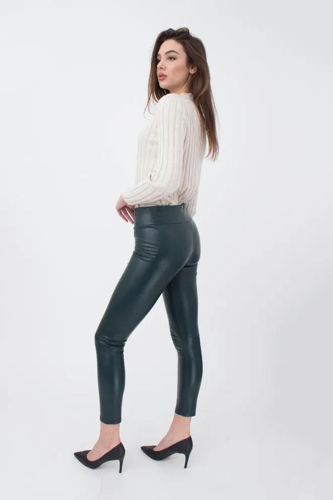 Легінси з екошкіри на флісі Leather legs 4310/090 Giulia (green)