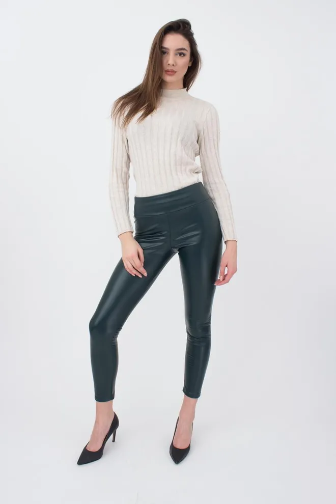 Легінси з екошкіри на флісі Leather legs 4310/090 Giulia (green)