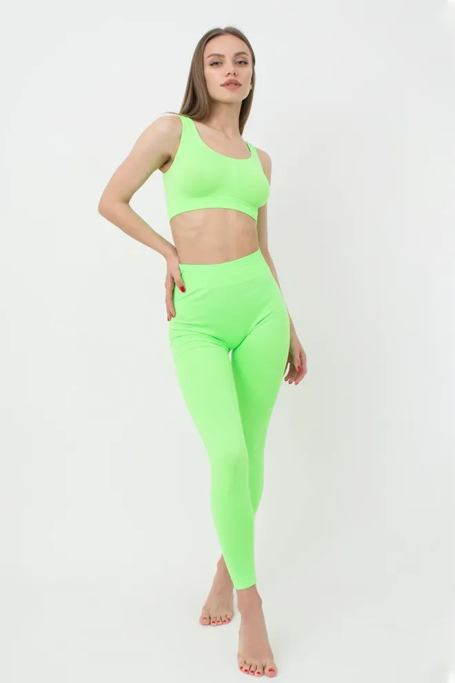 Безшовні легінси з мікрофібри LEGGINGS Giulia (green neon), зелений