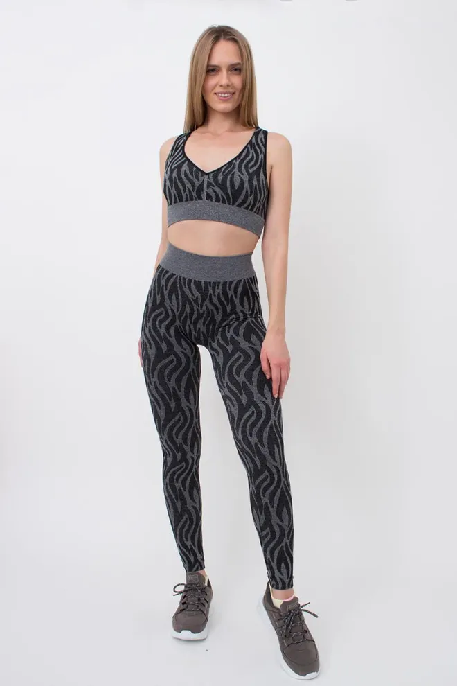 Легінси з анімалістичним принтом LEGGINGS ANIMAL MELANGE 01 Giulia (nero), чорний