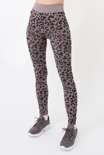 Легінси з анімалістичним принтом LEGGINGS ANIMAL MELANGE 03 Giulia (deep taupe), коричневий