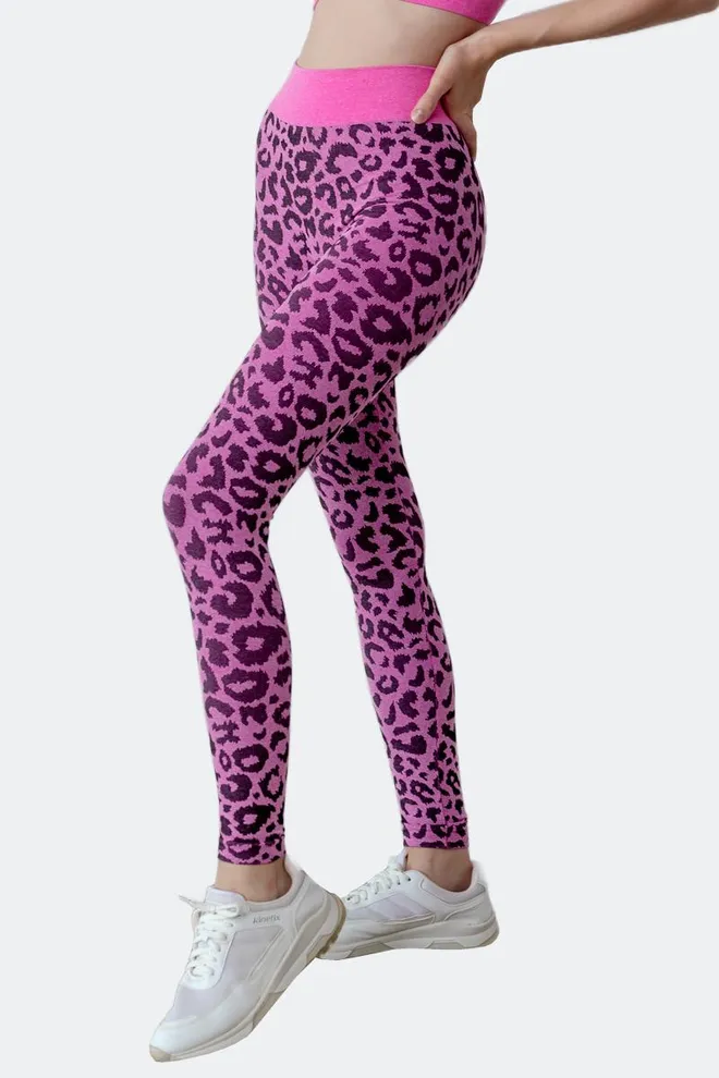 Леггинсы с анималистичным принтом LEGGINGS ANIMAL MELANGE 03 Giulia (pink neon), розовый