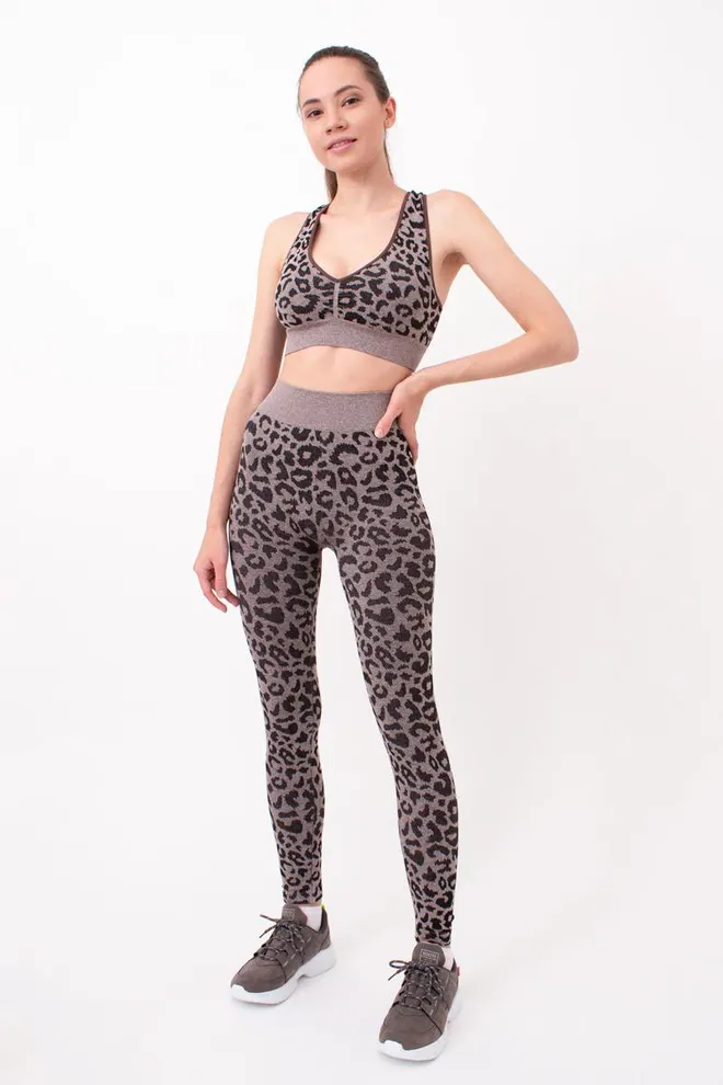 Леггинсы с анималистичным принтом LEGGINGS ANIMAL MELANGE 03 Giulia (deep taupe), коричневый