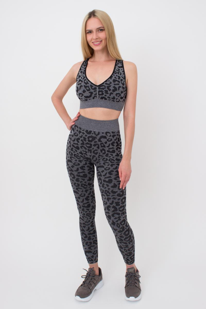 Легінси з анімалістичним принтом LEGGINGS ANIMAL MELANGE 03 Giulia (black), чорний