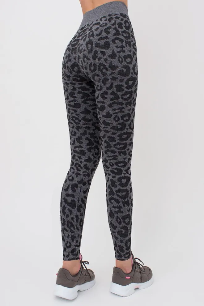 Леггинсы с анималистичным принтом LEGGINGS ANIMAL MELANGE 03 Giulia (black), чёрный